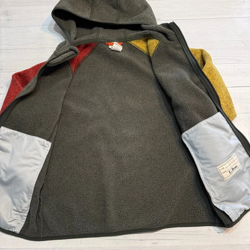 L.L.Bean Kids Elle Bean Sweater Fleece Hooded Color Block‎ Big Kids 10/12